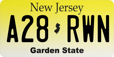 NJ license plate A28RWN