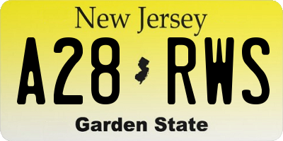 NJ license plate A28RWS