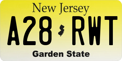 NJ license plate A28RWT