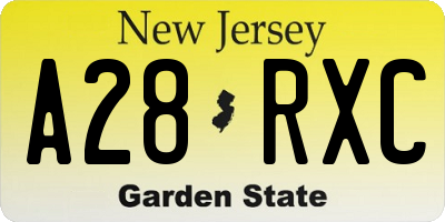NJ license plate A28RXC