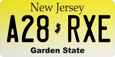 NJ license plate A28RXE
