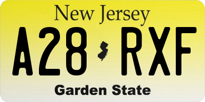 NJ license plate A28RXF