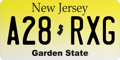 NJ license plate A28RXG