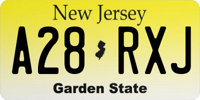 NJ license plate A28RXJ