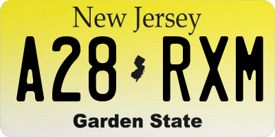 NJ license plate A28RXM