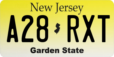 NJ license plate A28RXT