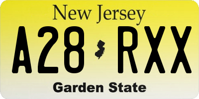 NJ license plate A28RXX
