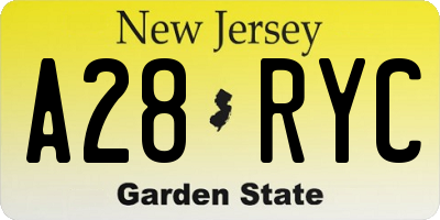 NJ license plate A28RYC