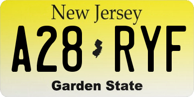 NJ license plate A28RYF