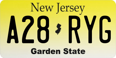 NJ license plate A28RYG