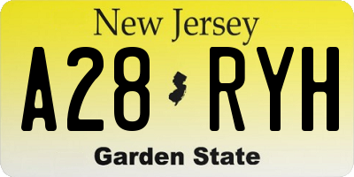 NJ license plate A28RYH