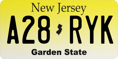 NJ license plate A28RYK