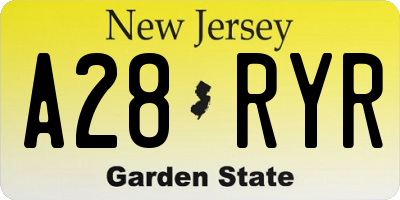 NJ license plate A28RYR