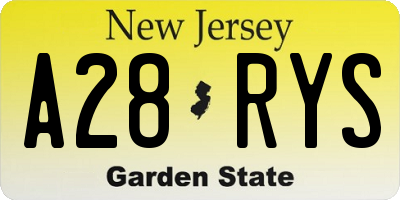 NJ license plate A28RYS