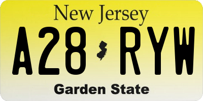 NJ license plate A28RYW