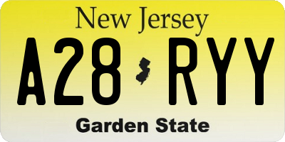 NJ license plate A28RYY
