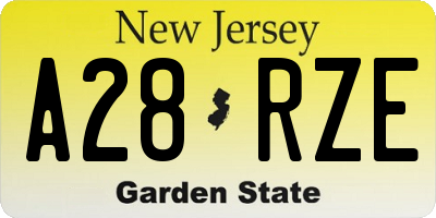 NJ license plate A28RZE