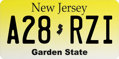 NJ license plate A28RZI