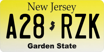 NJ license plate A28RZK