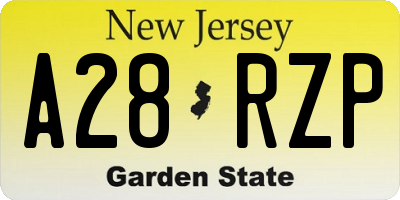 NJ license plate A28RZP