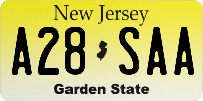 NJ license plate A28SAA