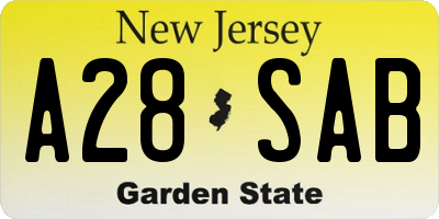 NJ license plate A28SAB