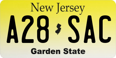 NJ license plate A28SAC