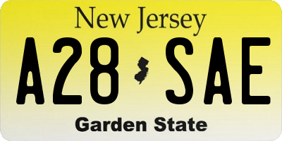 NJ license plate A28SAE