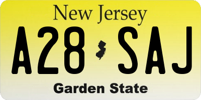 NJ license plate A28SAJ