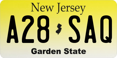 NJ license plate A28SAQ