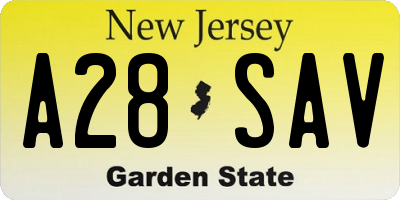 NJ license plate A28SAV