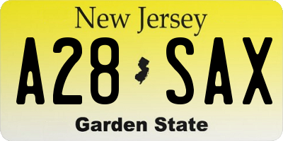 NJ license plate A28SAX