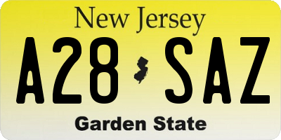 NJ license plate A28SAZ