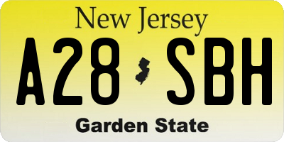 NJ license plate A28SBH
