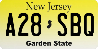 NJ license plate A28SBQ