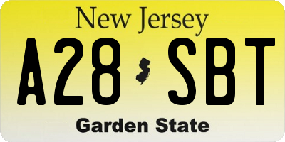 NJ license plate A28SBT