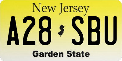 NJ license plate A28SBU