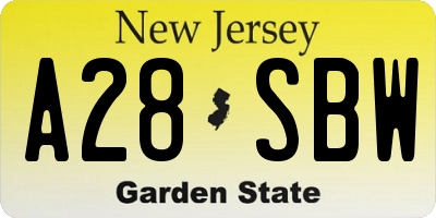 NJ license plate A28SBW
