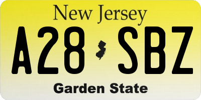 NJ license plate A28SBZ