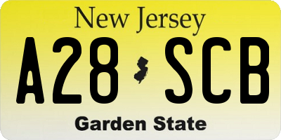 NJ license plate A28SCB