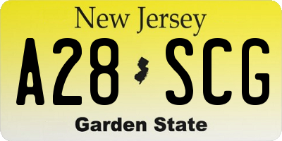 NJ license plate A28SCG