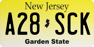 NJ license plate A28SCK