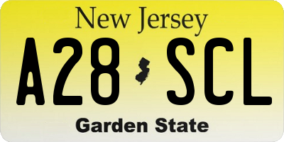 NJ license plate A28SCL