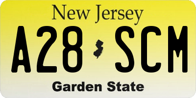 NJ license plate A28SCM