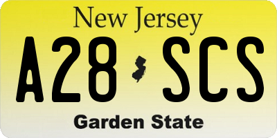 NJ license plate A28SCS