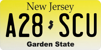 NJ license plate A28SCU