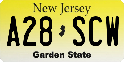 NJ license plate A28SCW