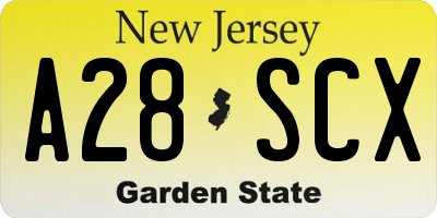 NJ license plate A28SCX