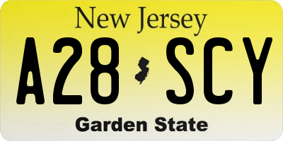 NJ license plate A28SCY