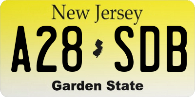 NJ license plate A28SDB